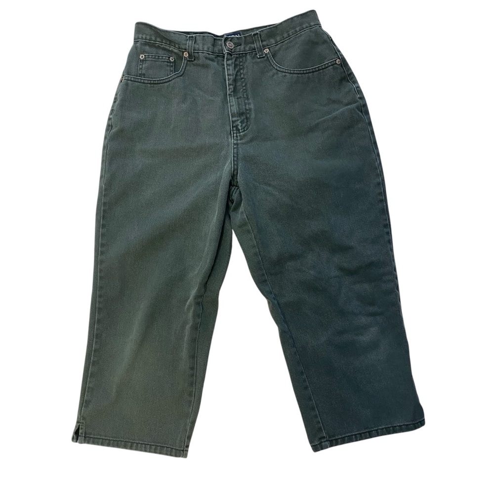 Halston Green Cropped  wide leg Jeans women’s size 12